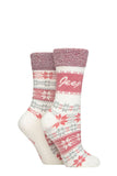 Ladies 2 Pair Jeep Fairisle Thermal Soft Top Boot Socks