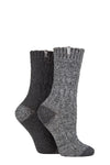 Ladies 2 Pair Jeep Wool Rope Knit Boot Socks