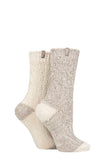 Ladies 2 Pair Jeep Wool Rope Knit Boot Socks