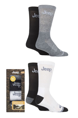 Mens 4 Pair Jeep Performance Cushioned Sports Socks Gift Box