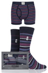 Mens 3 Pack Jeep Spirit Gift Boxed Mixed Striped Boxer Shorts and Socks