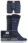 Mens 3 Pack Jeep Spirit Gift Boxed Striped Trunks and Socks